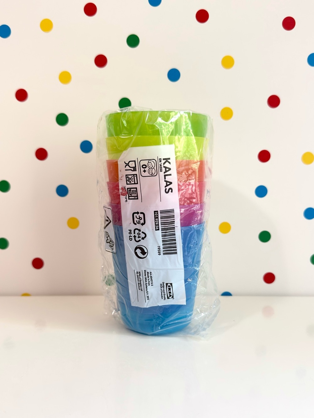 IKEA KALAS Bright Multi-Color Stackable Kids Plastic Cups ~ Discontinued